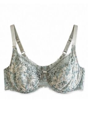 La Vie En Rose Pale Blue Floral Mesh & Lace Underwire Bra – Size 42D EUC